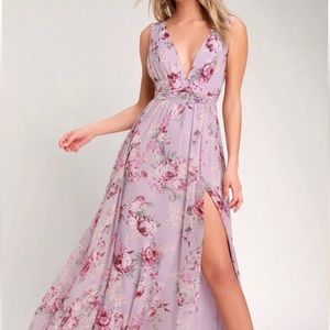 Lulus BRAND NEW Garden Meandering Lavender Floral Print Maxi Dress Size Medium